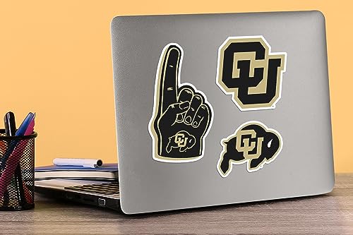 Image of University of Colorado Premium Vinyl Sticker Pack - 8 Waterproof Colorado Buffaloes Decals for Laptop, Water Bottle, Tablet, Car, Skateboard & More - Officially Licensed Variety Set
