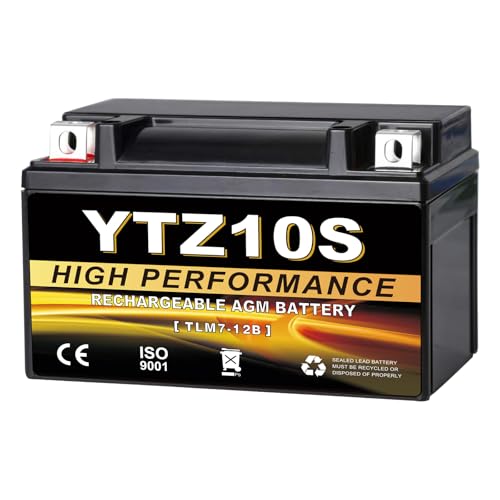 Daakmax YTZ10S-BS 12V 9Ah AGM Sealed Motorcycle Battery Maintenance-Free Compatible with Yamaha Raptor Honda CBR BMW Kawasaki Suzuki