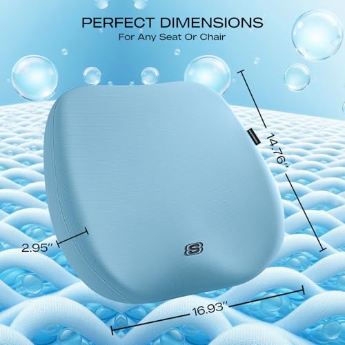 Image of Skechers Seat Cushion Premium Gel & Memory Foam-Office Chair Cushion for Tailbone Pain Relief,Butt Pillow for Office Chair,Car seat Cushion,Long Sitting Office Workers,and Car Drivers,Blue