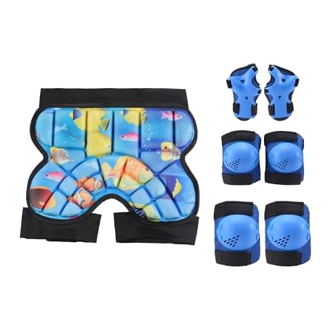 Debroo Kids Knee Pads Elbow Pads Wrist Guards with Butt Pads Sets for 3-15 Years Beginners Boys Girls for Skateboard,Skating, Rollerblading, Skiing,Blue Cover