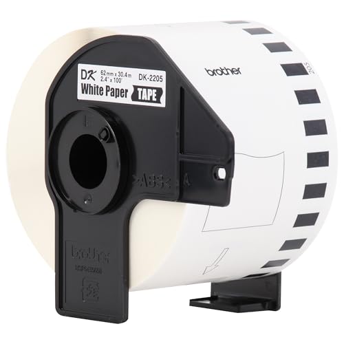Image of Brother Genuine, DK-220524PK Continuous Paper Label Roll, Cut-to-Length Label, 2.4 inch x 100 Feet, (24) Rolls Per Box, White (DK220524PK)