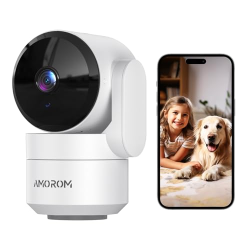 Image of AMOROM Indoor Security Camera 360° with Pan/Tilt, Pet Dog Baby Monitor, 1080P HD Night Vision, Motion Detection, 2-Way Talk, Alexa & Google Home Compatible (2.4GHz WiFi)