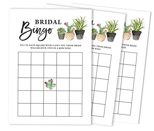 Inkdotpot 50 Cactus Taco'bout Love Bingo Game Cards for Bridal Wedding Shower Bachelorette Party Bulk Blank Square Fill in Gift Ideas