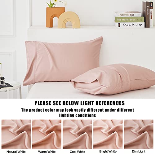 Image of TELUS Pink Pillow Cases Standard Size 2 Pack, Bamboo Rayon Cooling Pillowcases with Envelope Closure, Cool Breathable Pillow Cover for Hot Sleepers & Night Sweats, 20x26 inch