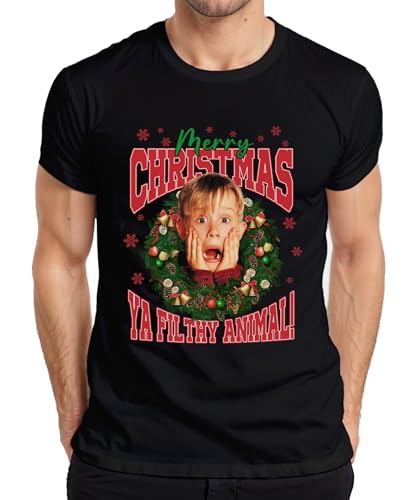 Merry Christmas Ya Filthy Animal Kevin McCallister Home Alone Christmas Xmas Men's T-Shirt, black, XXL