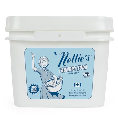 Nellie’s Laundry Soda – Concentrated Powder Detergent – 500 Load Bulk Format – Gentle, Fragrance-Free, Effective on Stains – Compatible with HE & Standard Machines, Septic Safe – Made in Canada