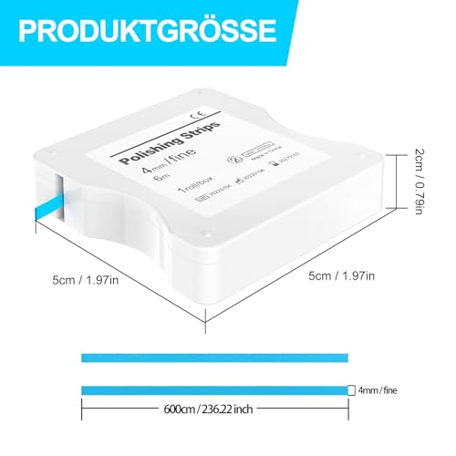 Zahn Schleifpapier, AISEELY Dental Polierstreifen, Fein Größe - 4mm Breite - 6M/Rollen/Box, Zahnschleifpapier Interdental Schleifwerkzeuge zum Polieren von Zähnen (Blau-1 Stück)