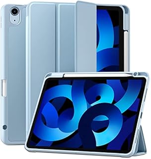 Maledan Case for iPad Air 5 2022 Case/iPad Air 4 2020 Case with Pencil Holder, Protective Case Cover with Soft TPU Back Fit for 10.9 Inch iPad Air 5th/4th Generation, Auto Sleep/Wake- Blue Gray