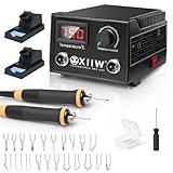 XIIW Kit Professionale Pirografo per Legno 100W con Doppia Penna, 23 Punte, Display LCD, Temperatura Regolabile 0-750°C, Strumento per Pirografia su Legno e Pelle