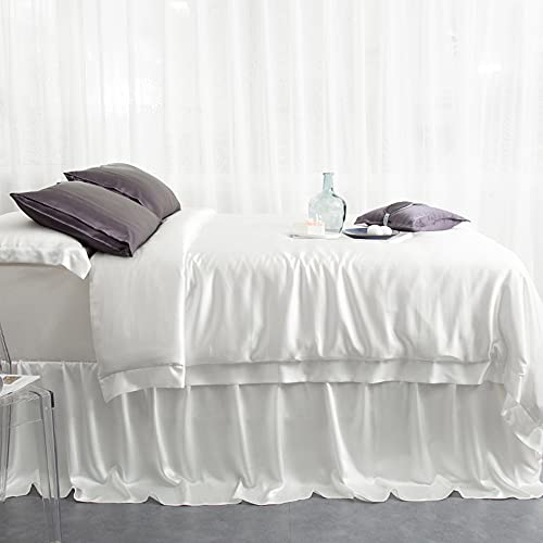 Orose 4pc 22mm Mulberry Silk Bed Sheet Set,Seamless, deep Pocket (Full, Ivory)