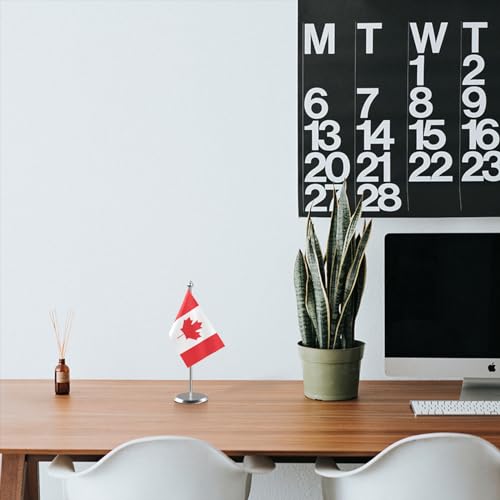 Image of The Flag Company Country Table Flag Single Stainless Steel Stand for Home and Office Desk,Conference (Canada)
