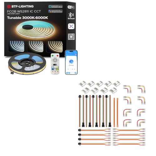 Tira de LED direccionable BTF-LIGHTING FCOB con control Bluetooth y WiFi miniatura 1