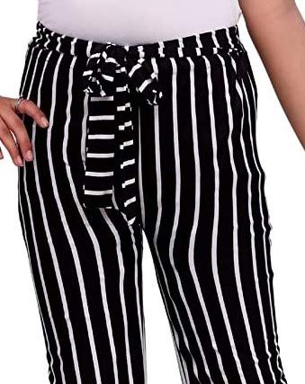 ORIEX Striped Plazzo Black-White 13-14 Years 1