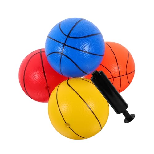PartyKindom Mini Balones de Baloncesto Inflables de Colores con Inflador Pelota Ligera y Blanda para Interiores y Patios de