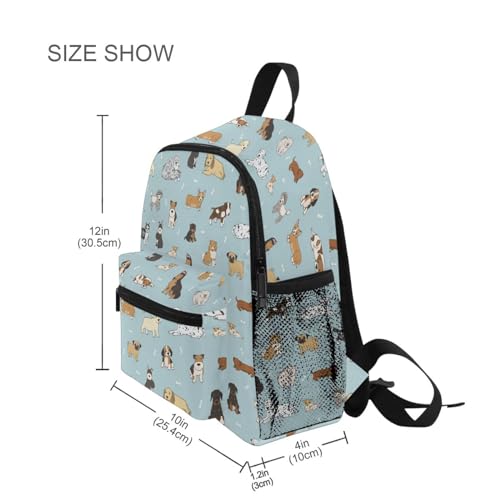 ZAZYXTJ Cute Puppy Dog Kids Backpack for Boys Girls Toddler Backpack with Chest Strap Name Tag Preschool Backpack 3-8 Years Old, 10.6x4.13x12.6 in3