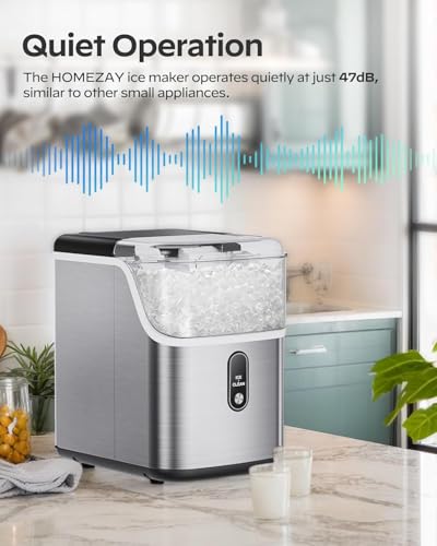 Image of Silonn Nugget Ice Maker Countertop, Chewable Pellet Ice Machine with 33lbs Daily Produce, Pebble Ice Maker for Home Kitchen Office