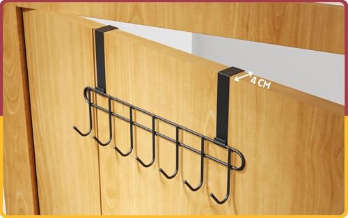 Image of Heavy Duty Over Door Hanger for Cloths, Drill Free Door Hanging Hooks Suitable for Bathroom, Bedroom, Kitchen | Removable Door Hanger | Scarf, Coat, Towel Holder | Steel
