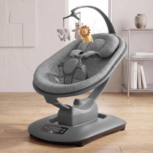 Image of StarAndDaisy Electric Swing for Baby Automatic /Baby Swing for 0 to 2 Years with Adjustable Backrest /Baby Rocker Swing with 5 Levels Swing Speed, Light Weight, Play Toy-Grey