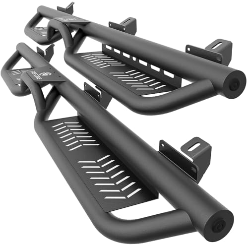 SOENBOO Running Boards Compatible with 2021-2026 Ford Bronco 4 Doors (Not for Sport Model) Heavy-Duty Steel Nerf Bars Two Stairs Design Side Steps Bolt-on Step Plates Rock Sliders Rail