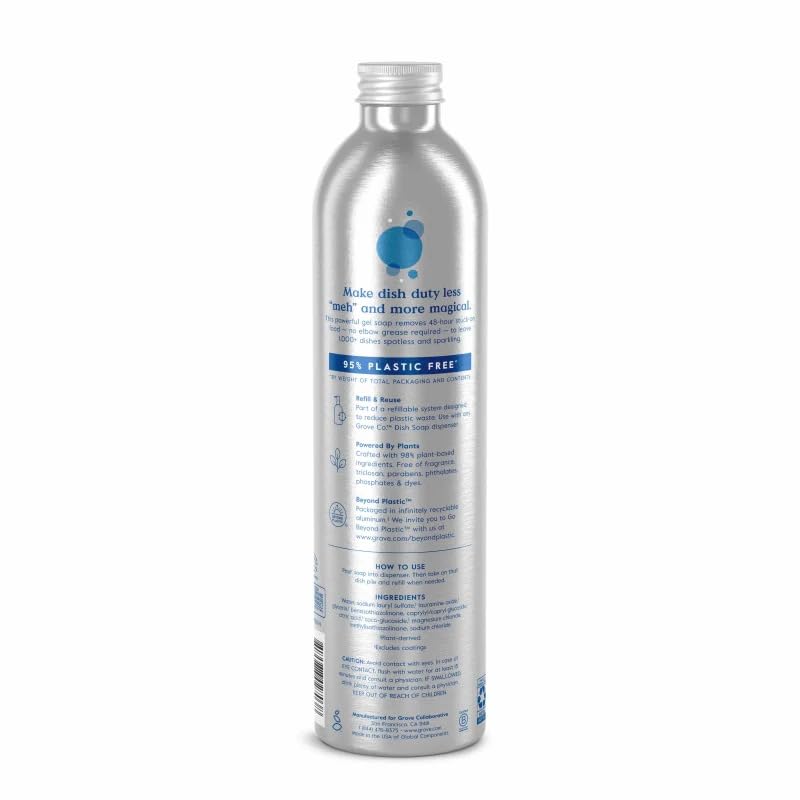 Image of Grove Co. Hydrating Dish Soap Refill (1-Pack) - Free & Clear Gel Dish Soap - USDA Certified Biobased, 98% Plant-Based, Infinitely Recyclable Aluminum
