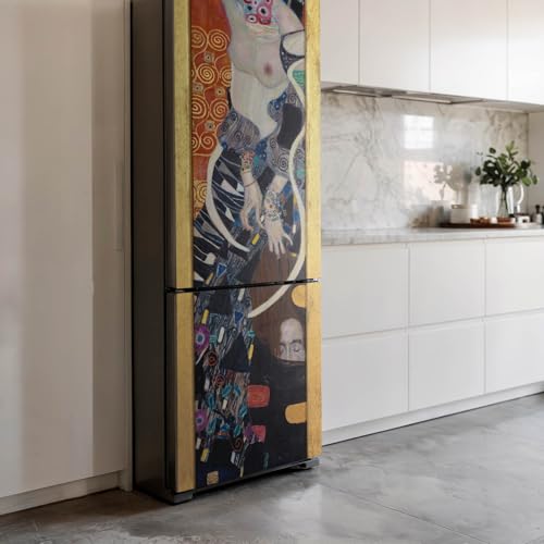 Sticker couvrant entièrement frigo Klimt pour masquer les rayures