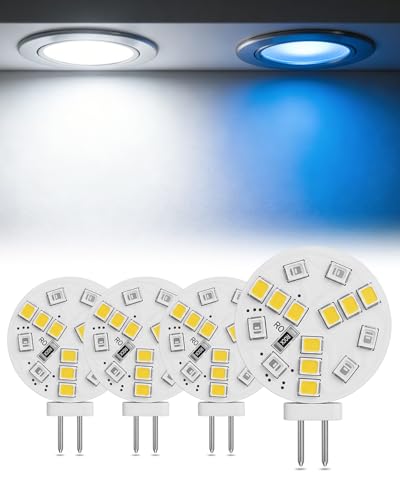 Image of TobeBright 2W G4 LED Bulb, Low Voltage DC 12-24V Bi-Pin G4 LED Bulb for Recessed Lighting, Track Lighting, Non-Dimmable, 2W Equivalent to 20W, 200LM, 4 Pack (Cold White + Blue)