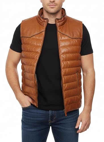 Image of Motorcycle Leather Vest For Men - Tactical Combat Military Style Sleeveless Biker Club Riding Outdoor Waistcoats