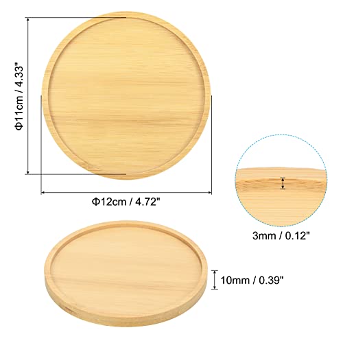 PATIKIL Plant Pot Saucer 4.7 Inch OD, 5 Pack Bamboo Round Flower Drip Tray for Home Indoor, Yellow, 12cm - Image 2