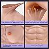 Vnmcry Réaliste Silicone Faux Musculaire Muscles Pectoraux et Abdominaux Seins Poitrine Masculine Abdominaux Pectoral Artificiel pour Cosplay (Couleur Beige, Taille S - Pas de Poils Corporels) #3