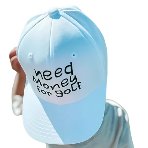 Buffbo Need Money for Golf Youth Snapback Hat, White Adjustable Performance Hat for Little Golfers, Structured 6-Panel Mid-Profile with Embroidery, Moisture-Wicking Polyester Fabric & UV Protection