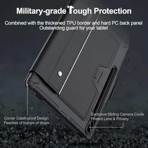 Image of Nillkin for Samsung Galaxy S7 FE / S7+ Plus / S8+ Plus 12.4 Inch Keyboard Case,7 Backlight Colors, Magic Trackpad,S Pen Holder,Slide Camera Cover Compatible with Galaxy S8 Plus Tablet Case with Keyboard