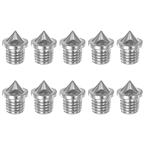 HARFINGTON 10pcs Track Spikes 1/8 Inch Alloy Steel Lightweight Replacement Spikes for Middle Long-Distance Running Track Shoes Silver Tone