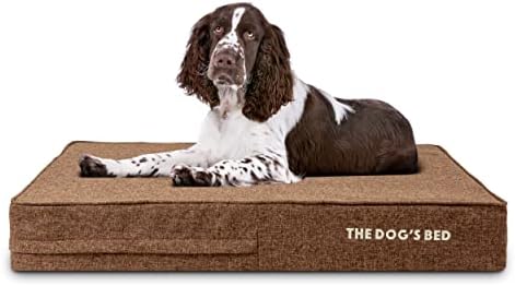 The Dogs Bed Orthopaedic Dog Bed Large Grey Plush 101x64x15cm, Waterproof Memory Foam Dog Bed