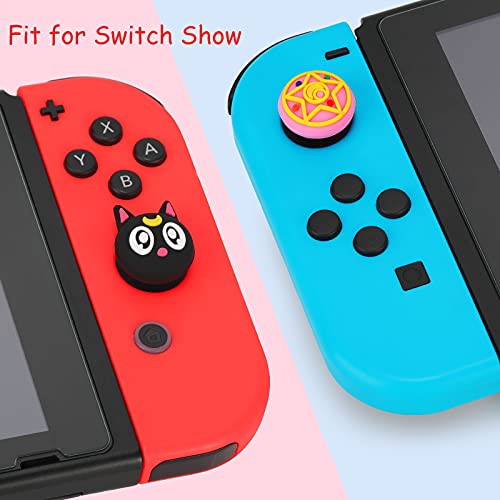 Owngen Cute Thumb Grip Caps For Nintendo Switch / Lite / Oled, Kawaii Magic Moon Joy-Stick Button Stick Cover 3D Analog Ergonomic Cap For Ns Controller Joy-Cons (Luna) #TOP2