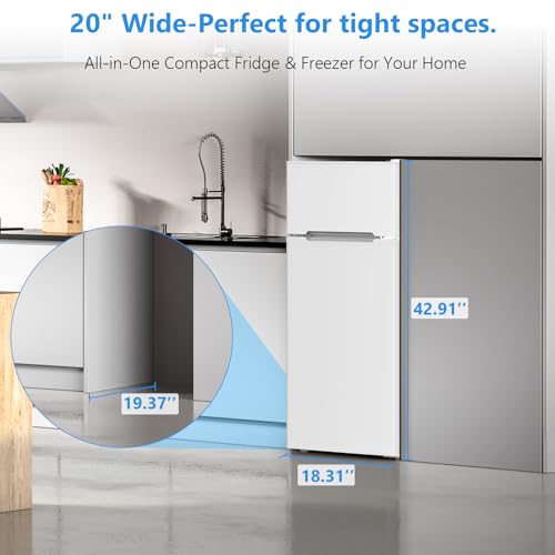 Image of Electactic 4.5 Cu.Ft Mini Fridge with Freezer, 2-Door Compact Refrigerator With 2 Removable Shelves, 3 Level Adjustable Thermostat, Quiet Efficient for Kitchen, Office, Dorm, Apartment-Classic White