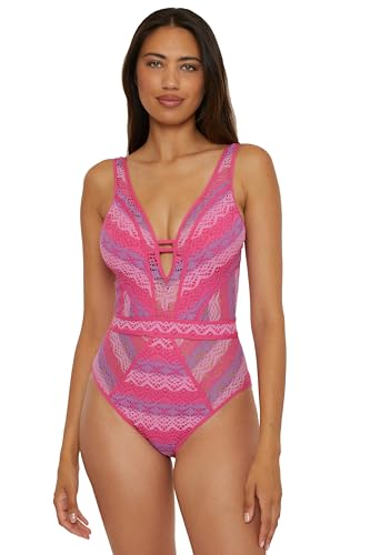 BECCA Women's Standard Color Play One Piece Swimsuit, Plunge Neck,