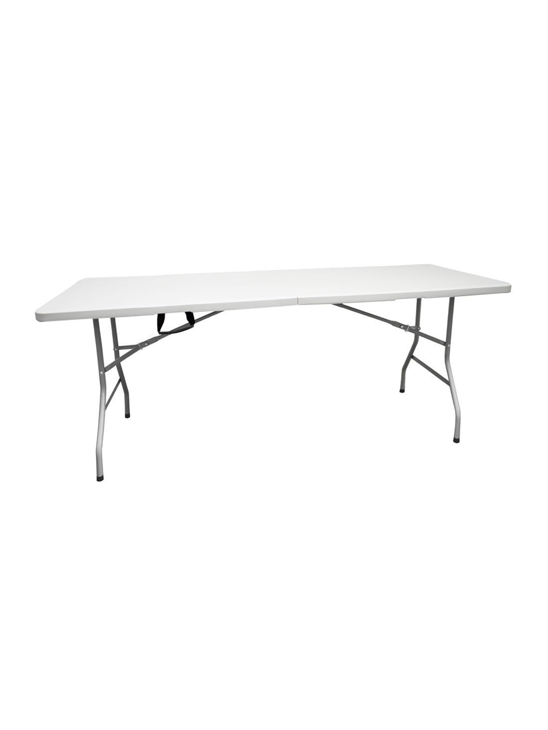 Jardin202 - Mesa Plegable Rectangular 180x70x74cm Blanca Catering | Mesa Resina con Patas de Acero Plegable para Eventos y terrazas | Unidad (Blanca)