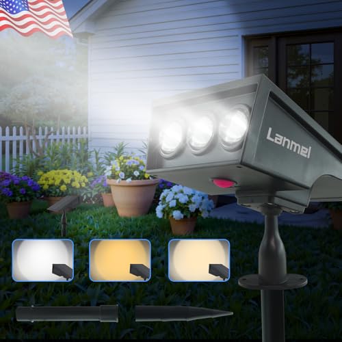 LANMEL Solar Spot Lights Outdoor Waterproof IP65, 5 Lighting Modes Solar Spotlights Pathway Lights Landscape Lighting for Yard Garden House Garage Pathway