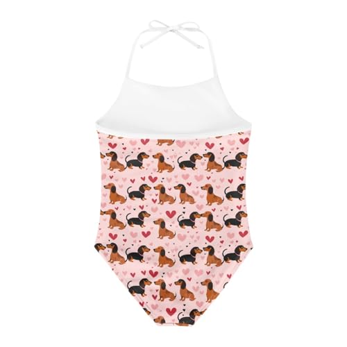 Image of KiuLoam Orange Pink Tropical Leaf Girls One Piece Swimsuit Quick Dry Beach Swim Bathing Suit for 3-8 Years Little Girls
