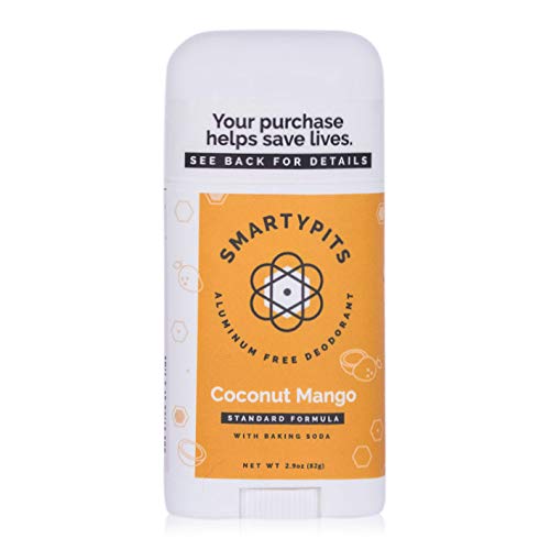 SmartyPits -2 Pack Natural/Aluminum-Free Deodorant (with baking soda) Paraben Free, Phthalate Free, PROPYLENE GLYCOL FREE, Not Tested on Animals | 2.9oz (Coconut Mango)