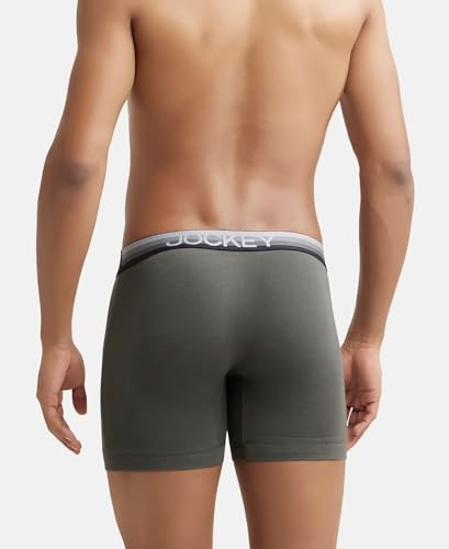 Image of Jockey ZN03 Men's Super Combed Cotton Elastane Stretch Solid Boxer Brief with Ultrasoft Waistband