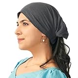 CHARM Damen & Herren Bandana-Stirnband aus Baumwolle, Elastisches Yoga Haarband, Boho Haar Tuch Dunkelgrau M
