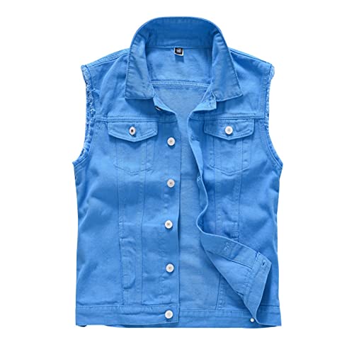 Gilet moto vintage bleu en jean résistant pour rouler avec style