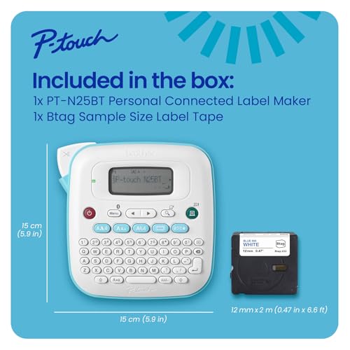 image for Brother P-Touch PT-N25BT Personal Connected Label Maker, Bluetooth, Fr