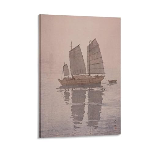 吉田博「瀬戸内海集 帆船 霧」ポスター ホーム装飾 パネル 壁アート 現代壁掛け 絵画 版画 芸術作品 インテリア24x36inch(60x90cm)