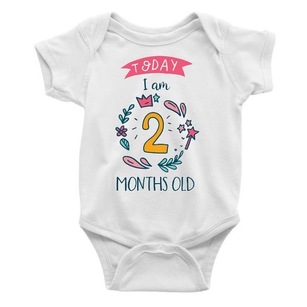 Printmate Today I'm Two Months Old | 2nd Month Birthday White Unisex Baby Romper For New Born Baby (B141) 1
