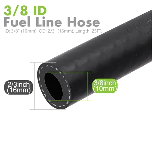Image of Jeemiter 1 /4 inch 3 /8 inch ID Fuel Hose Combo - 10FT of Each Size SAE 30R7 - for Lawn Mower, Generator, Automotive, Marine Coolant & Fuel Lines