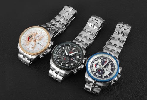 Image of Analog Watch for Men Silver Black- Battery Operated, Stylish Stainless Steel Wristwatch with Classic Round Dial - Formal & Casual Wear Silver Black