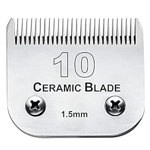 10 Blade Dog Grooming Clipper Replacement Blades Compatible with Andis/Wahl/Oster Dog Clippers,Detachable Ceramic Blade & Stainless Steel Blade,Size-10, 1/16-Inch Cut Length (64315)