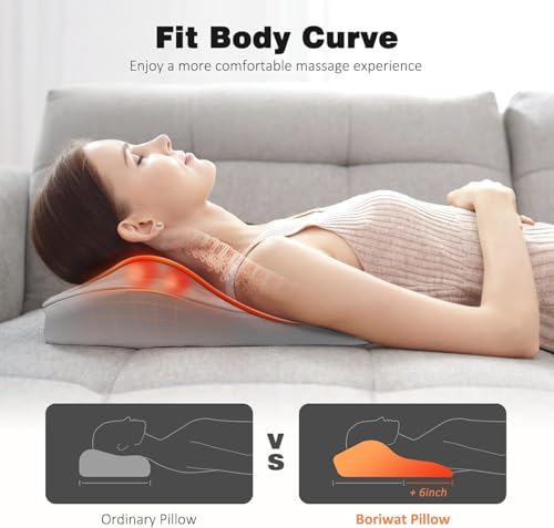 Image of Boriwat Neck and Shoulder Massager with Heat, Shiatsu Massage Pillow with 3D Deep Tissue Kneading for Back Legs Foot Body Pain Relief,at Home Office Car, for Mom & Dad